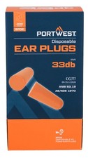 Image of 200 Pairs x Portwest EP02 orange foam ear plugs disposable uncorded