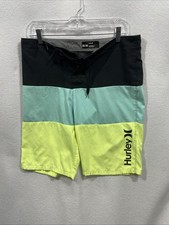 Hurley Board Shorts Men  s Size 30 Lime Green Blue Swim Trunks Surf 20