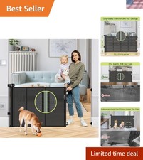 Reinforced 55" Retractable Mesh Gate - Safe Indoor/Outdoor Use for Babies  Pets