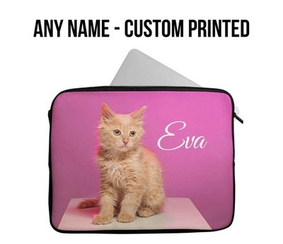 Personalisierte Laptoptasche Katze Design beliebiger Name Hülle Tablet Tasche Top 104