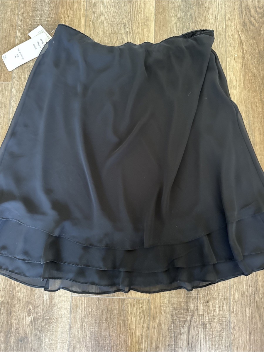New MSK Evening Collection Black Sheer Ruffle Skirt Layered