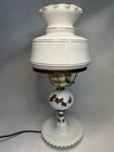 Vintage White Milk Glass Hurricane Electrified Oil Lamp