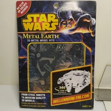 Lot 2 Metal Earth Star Wars 3d Model Kits Millennium Falcon, AT-AT, R2-D2