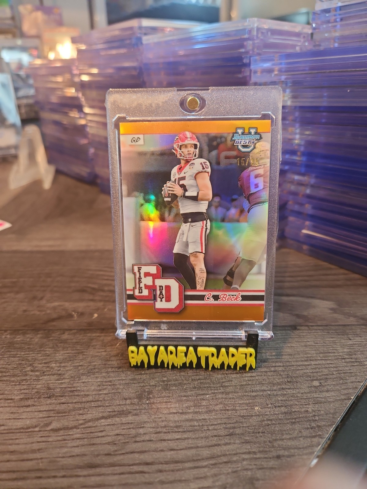 2024 Topps Bowman U 15/25 CARSON BECK # MATCH ORANGE FIELD DAY PROSPECT...