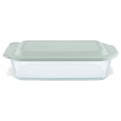 9''x13'' Glass Deep Casserole Dish with Lid Sage Green