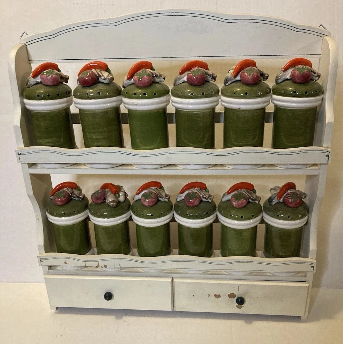 Garden Harvest Spice Rack Set of 12 w/ Rack & Labels