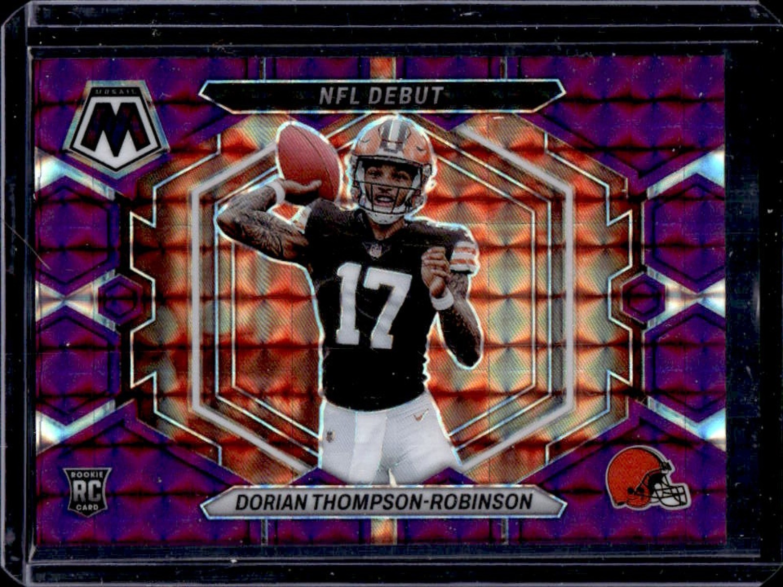 2023 Mosaic Dorian Thompson-Robinson RC Purple Mosaic Prizm NFL Debut #3/49