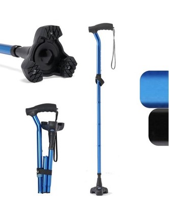 Medline TriGlide Folding Cane Mimics Ankle Movement Adjusts 32-37'' 350 Ibs Blue