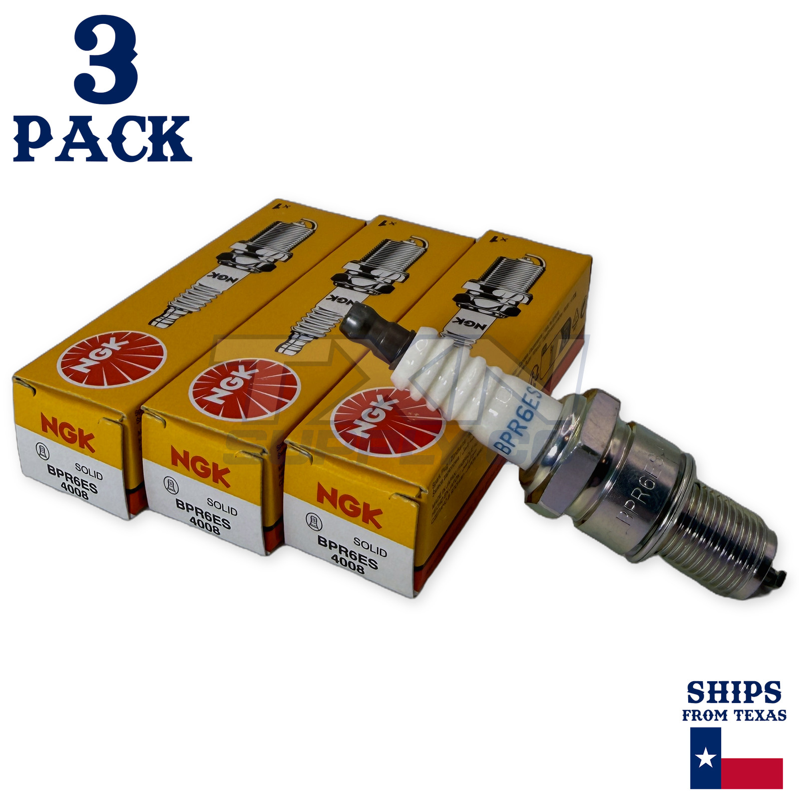 NGK 4008 BPR6ES SOLID Standard Spark Plug, Pack of 3