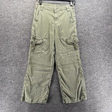 American Eagle Cargo Pants Womens 2 Short Green High Rise Y2K Baggy Gorpcore