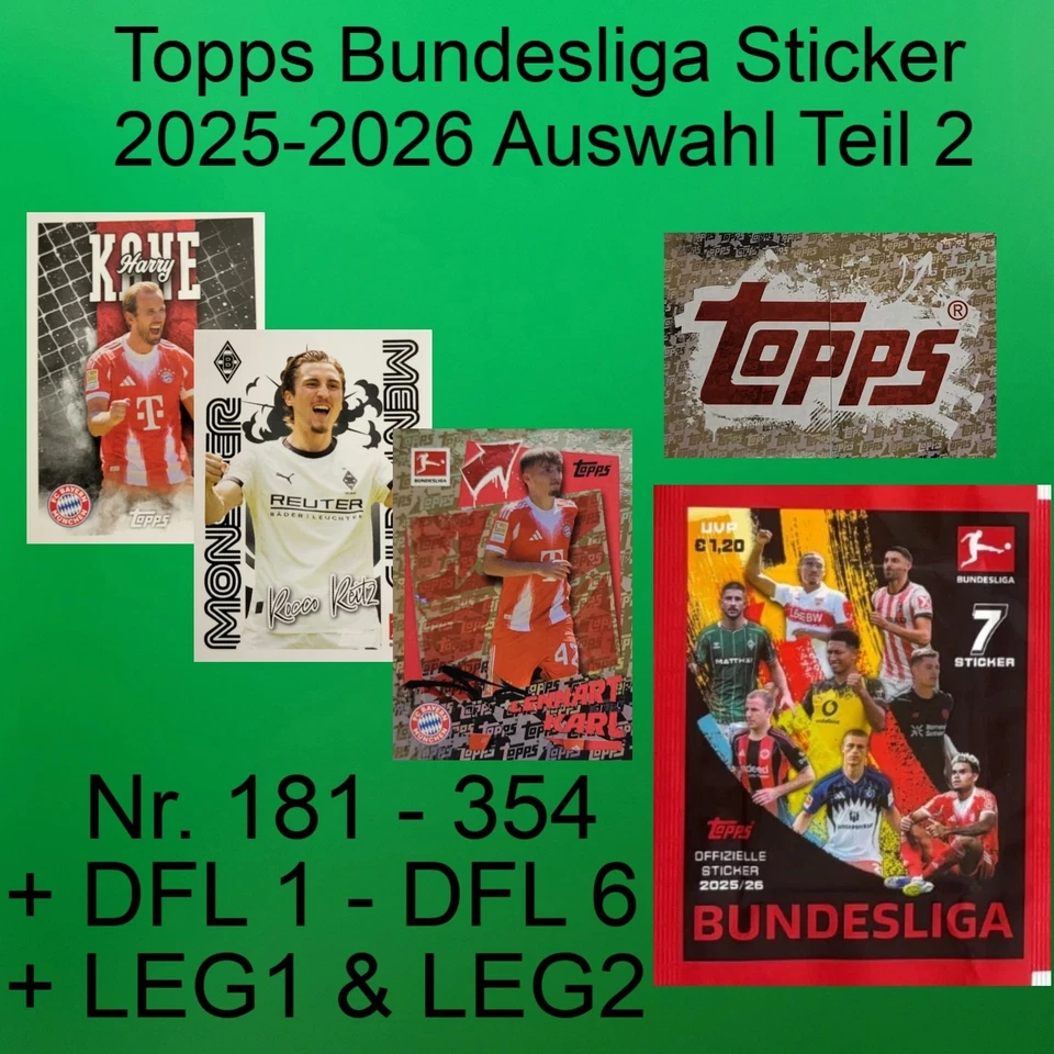 Topps Bundesliga Sticker 25/26 2025/2026 Einzelsticker Auswahl Nr. 181–354