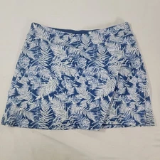 Tranquility Colorado Clothing Blue White Skort Short Skirt Size SMALL Leaf Print