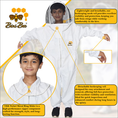 Kids Cotton Beekeeping Suit for Young Beekeepers (XS to L)-BINI BEES
