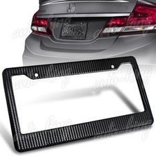 Jdm 1pc Black Carbon Look Style License Plate Holder Cover Frame Front Or Rear