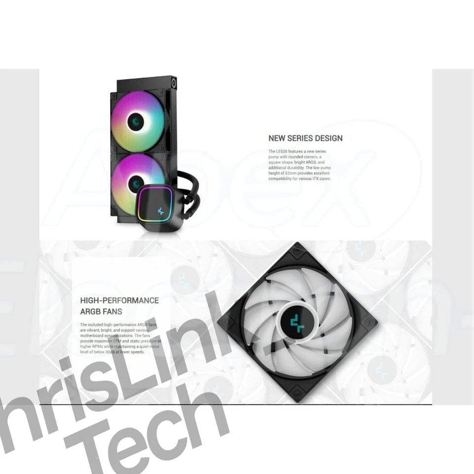 Deepcool LE520/LE720 ARGB 240/360mm CPU AIO Cooler Intel LGA1700 AMD AM5/AM4t - Image 4 of 4