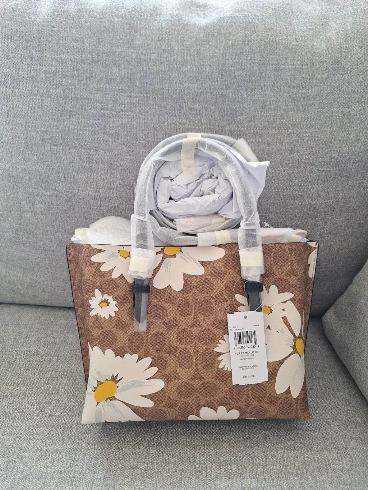 NWT Coach Mollie Tote Bag 25 In Signature Canvas Floral Print CZ592 Tan Multi image 3