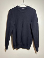 Saint James Men EUC Navy Blue 100 Wool Ribbed Crew Neck Pullover Sweater M/L
