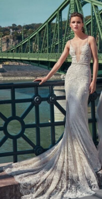 Galia Lahav Gala 603 Wedding Dress 0-2 Blush Lace Mermaid Ballgown Illusion 