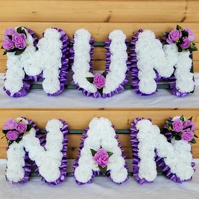 MUM NAN Funeral Flowers Artificial Tribute Package Wreath Silk Memorial Letters