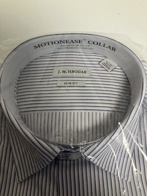 Men's J.M. Haggar Blue Plaid Long Sleeve Button Front slim fit size 34-35 |  eBay