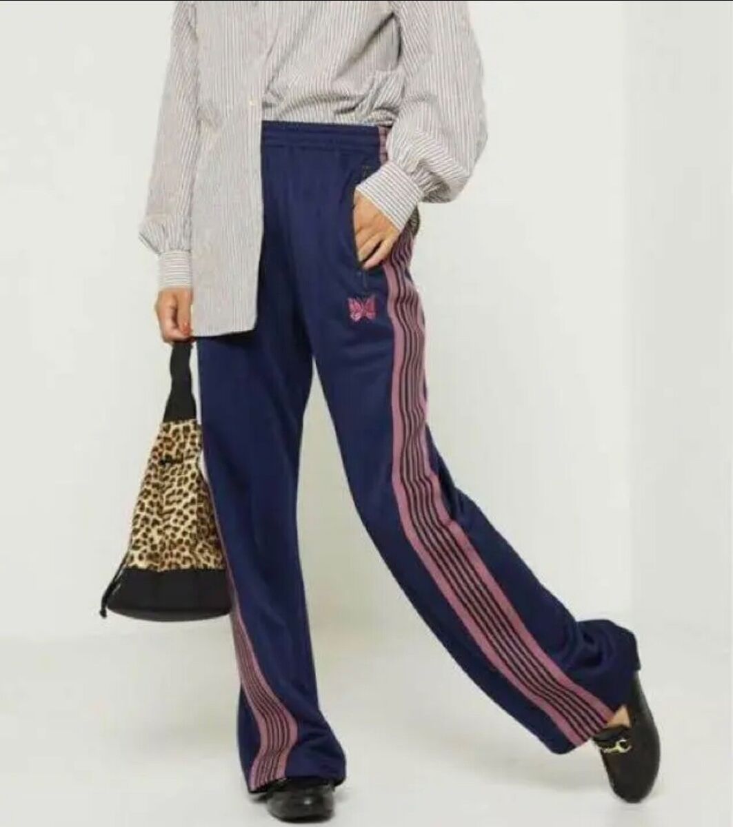 NEEDLES Track Pants Tapered Navy Pink Size-XS from Japan