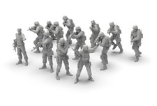 1/72 Chinese Pla 13Pcs Soldier White Molded Ornament Miniature 3D Printed