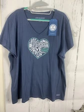 NWT Life Is Good xxl blue SS Compassion Love Fun Creativity v neck crusher tee