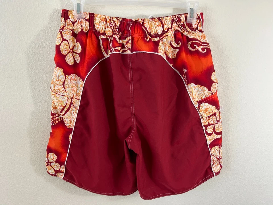 Bañador Cherokee Talla L Malla Forrado 1 Bolsillo Baño Rojo Estampado Hawaiano Foto 3 de 4