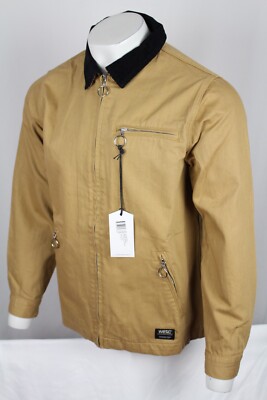 WESC Men's Work Jacket Full Zip Canvas Size Small Tan M122987