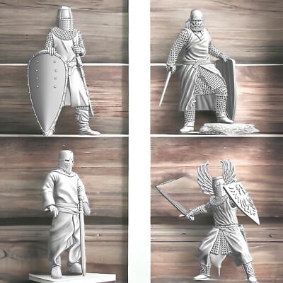 Verschiedene Fußritter 28mm (1/56) 4 Figuren Northern Crusades Miniaturen
