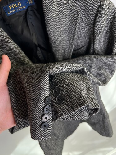 Polo Ralph Lauren Grey Wool Herringbone Women's Half-Lined Blazer Jacket Size 6 - 第 9/13 張圖片