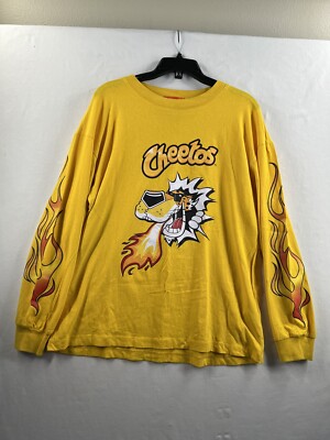 Forever 21 Flaming Hot Cheetos Shirt Long Sleeve Medium Yellow Flame