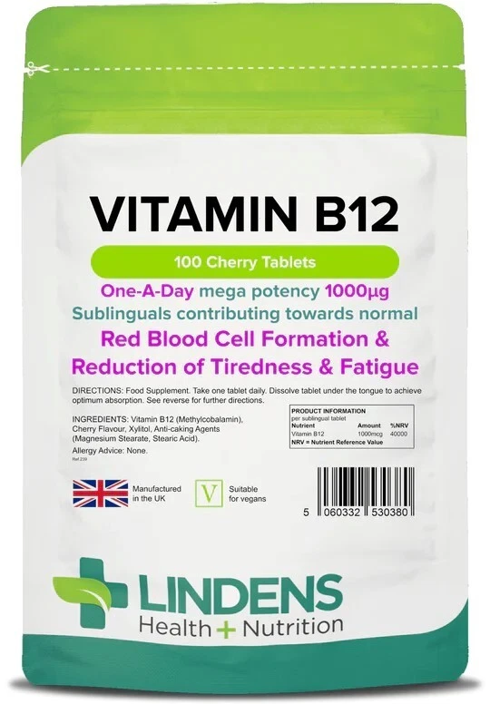 Vitamin B12 1000mcg - 100 Sublingual Tablets - [Lindens 0380]