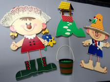 Vintage 4pc Baby/Toddler 1970s Era Wall Decor Set Mother Goose Jack  Jill 15"