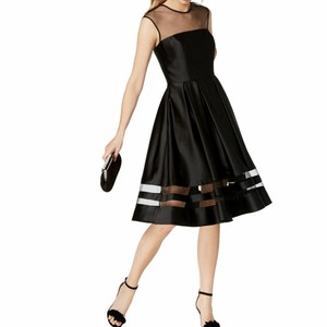 black satin fit and flare dress
