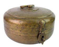 Vintage Brass Lunch Box Roti Dabba Collectible Kitchen Daily Utility Box G66-975