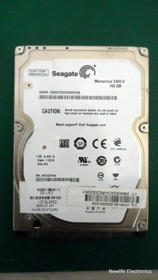 HP 634676-001 160GB 5,400 RPM 2.5 in. SATA HDD - Image 4 of 4