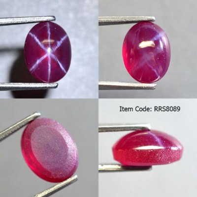 Oval 9x7 MM Red Ruby Star Sapphire 6 Rays Lab Corundum Cabochon