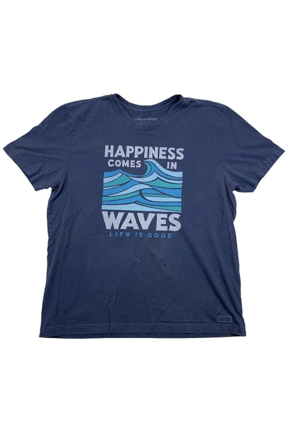 Мужская футболка Life is Good Comes in Waves Crusher темно-синего цвета