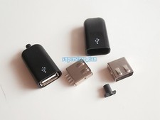 10X USB 2.0 Type-A 4-Pin Female Adapter Solder Connector Black Cover 4-Piece