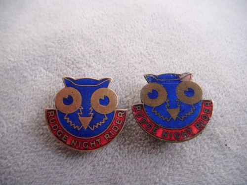 Vintage RUDGE NIGHT RIDER "OWL" Motorcycle members enamel badges by Fattorini - Picture 9 of 9