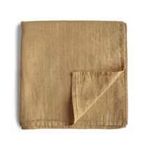 MUSHIE Muslin Swaddle Blanket NEW Organic Cotton Fall Yellow Mustard