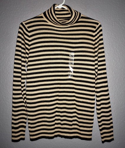 Joseph A Striped Turtleneck Sweater Top 