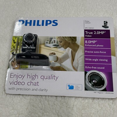 NEW Philips SPC1330NC Black True 2.0MP Face Tracking Clip-On Webcam