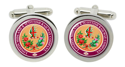 LMS London Midland Scottish Railway Crest Cufflinks in Chrome Box
