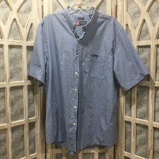 Mens Chaps Blue Shortsleeve Dress Plaid Shirt Size XXL