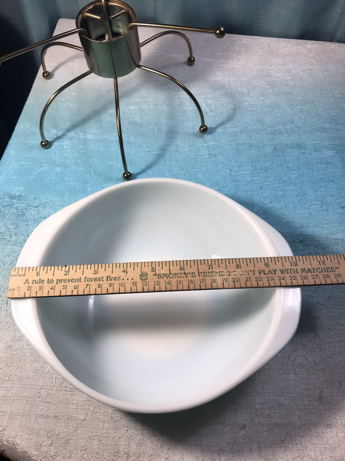 Rare Vintage Pyrex Cradle UFO Cradle Warmer & Aqua Blue Dish Atomic No