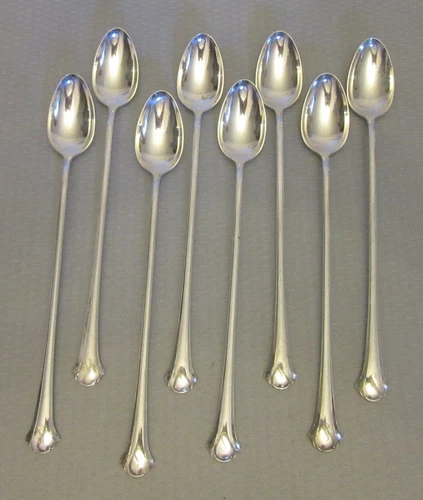 Towle Sterling Silver CHIPPENDALE Iced Tea Spoon Set 8 mono letter S 235g