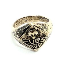 Vintage Sterling Silver Cubs Head BSA Boy Scout Of America Band Ring Sz 4.25