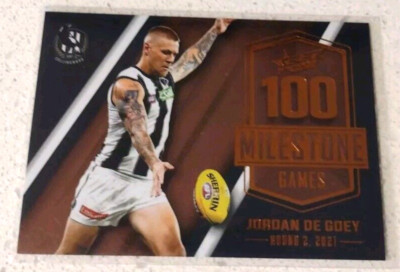 2022 Footy stars Jordan De Goey milestone Games 100 MG13 Collingwood 